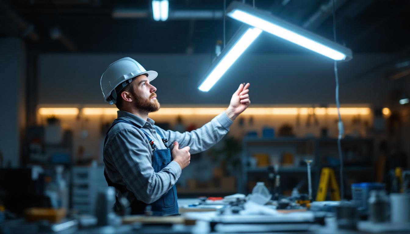 A photograph of capture a photograph of an electrical engineer in a well-lit workspace