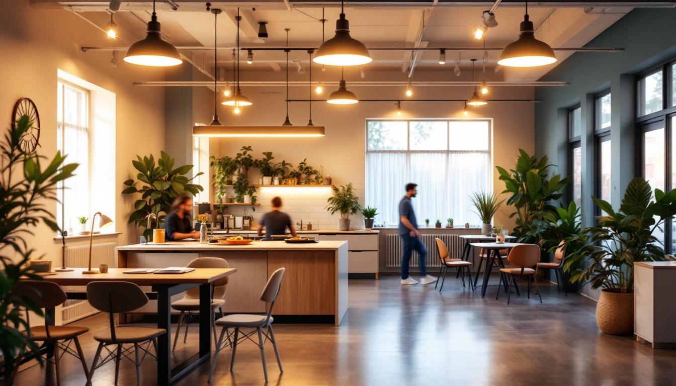 A photograph of a well-lit space showcasing 8-foot lighting fixtures in action