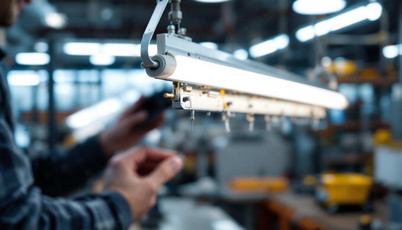 A photograph of a t8 light ballast in a well-lit engineering workspace