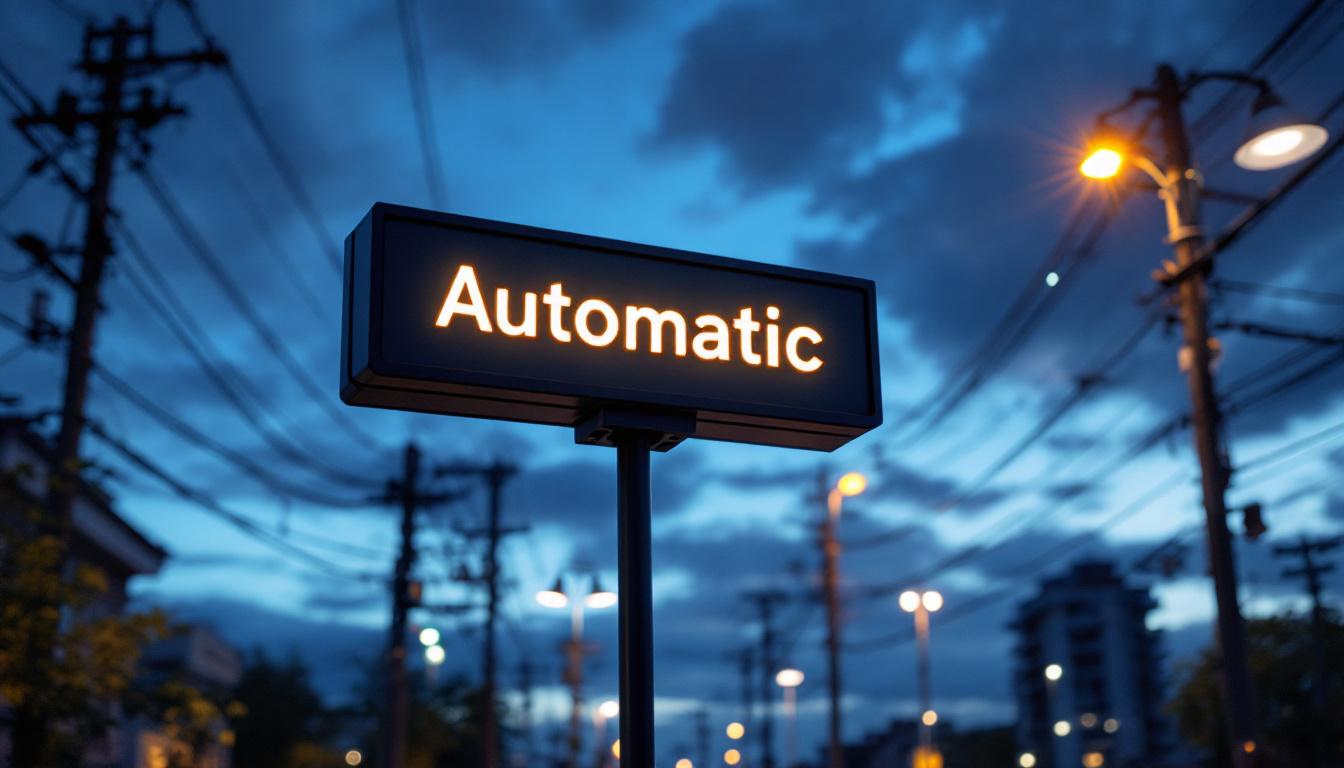 A photograph of a modern automatic light sign in action