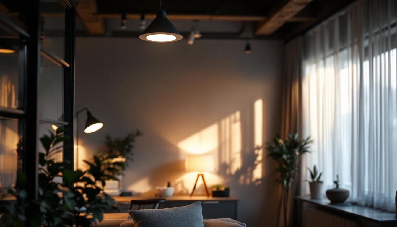 A photograph of a well-lit interior space showcasing various 4-inch recessed lighting fixtures in different settings