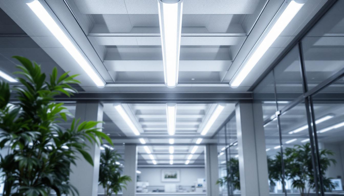 A photograph of a well-lit indoor space featuring led tube light bulbs in use