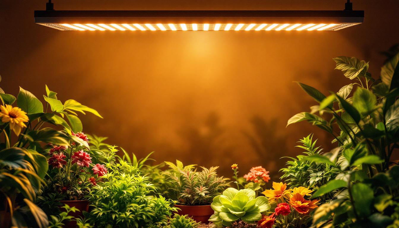 A photograph of a modern indoor gardening setup featuring large