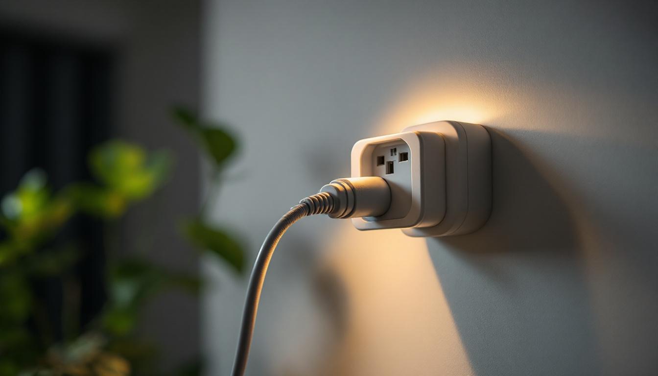 A photograph of a well-lit lighting fixture installation showcasing a light connector plug in use