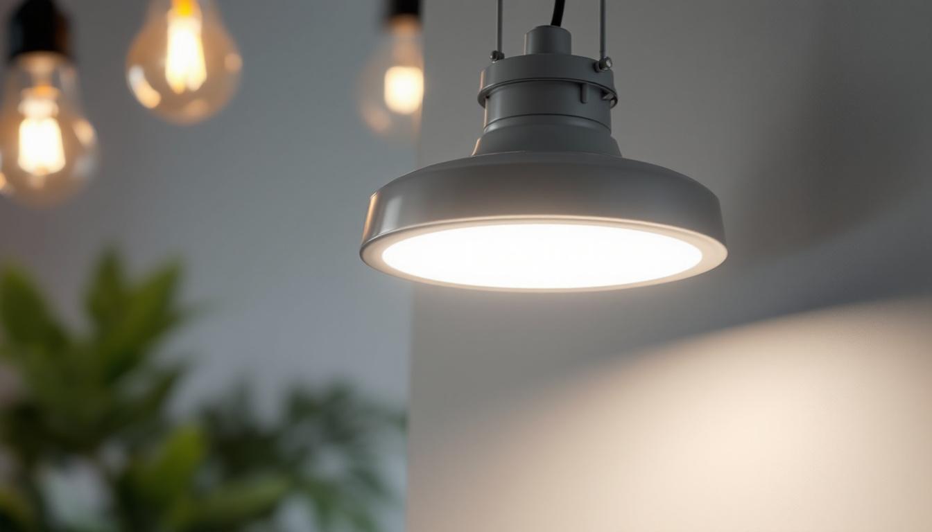 A photograph of a modern led light fixture in a well-lit room