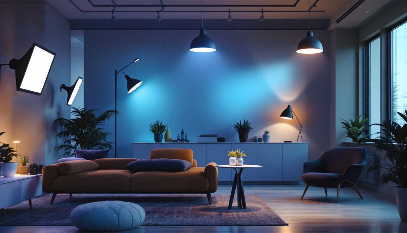 A photograph of a well-lit indoor space showcasing various low wattage high lumen led fixtures in use