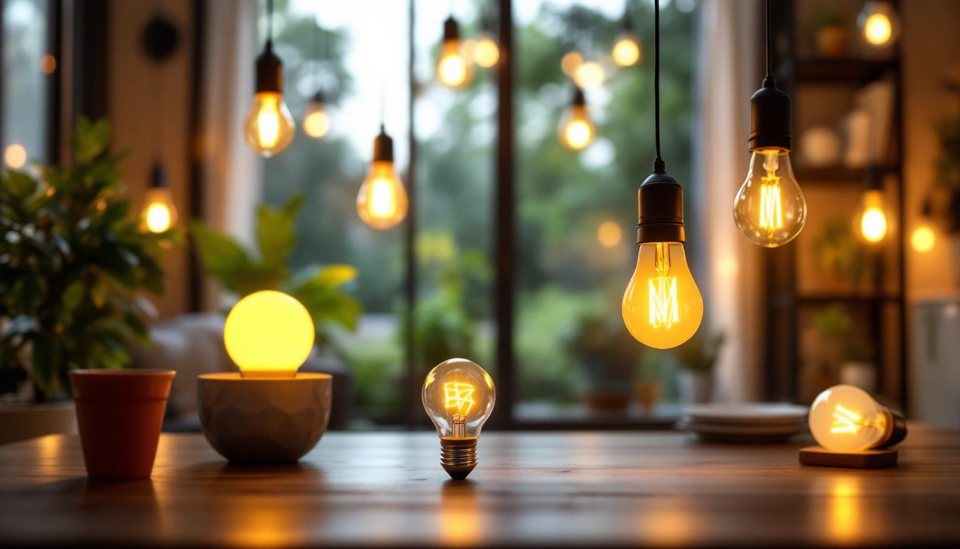 A photograph of a well-lit indoor or outdoor space showcasing a variety of lighting options—such as energy-efficient led bulbs