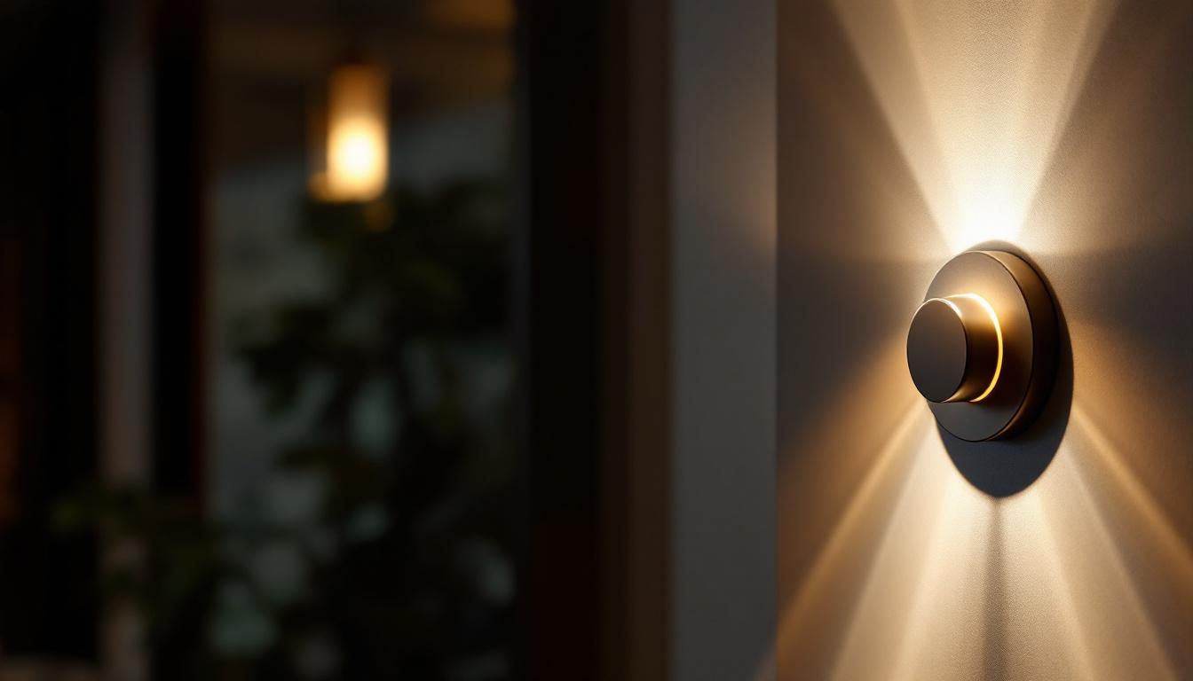 A photograph of a stylishly designed mounted wall light in an elegant interior setting