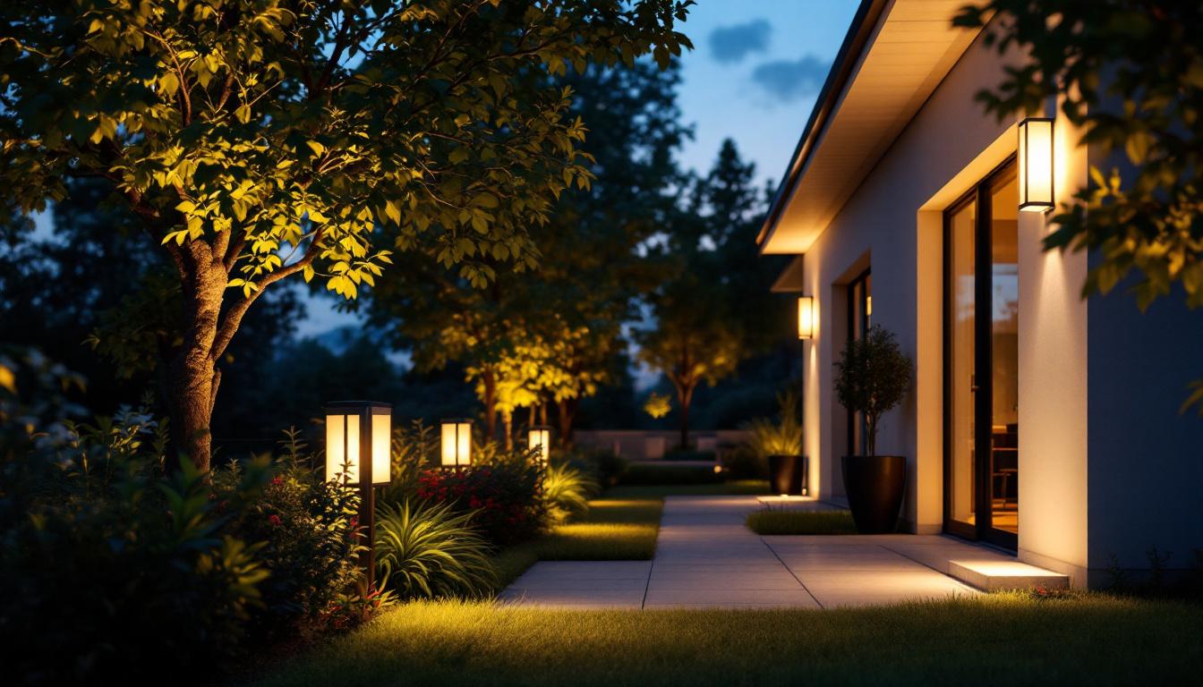 A photograph of a beautifully illuminated outdoor space at dusk