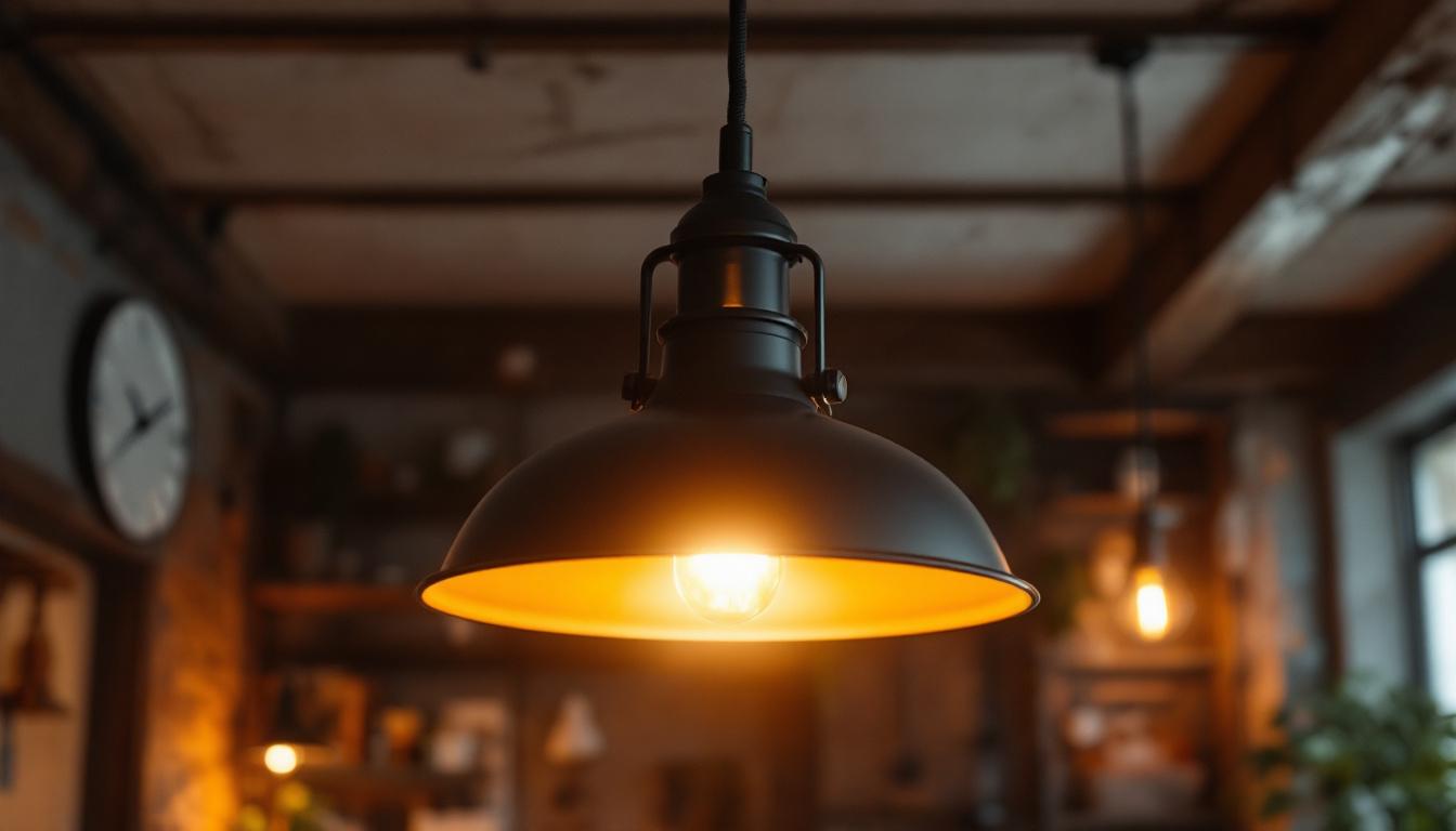 A photograph of a cocoweb barn light elegantly illuminating a rustic interior space