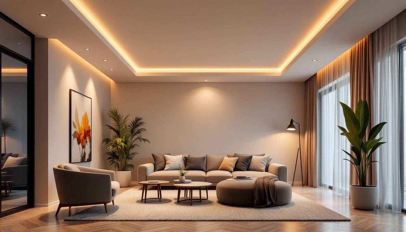 A photograph of a beautifully designed room featuring 5-inch recessed led lights
