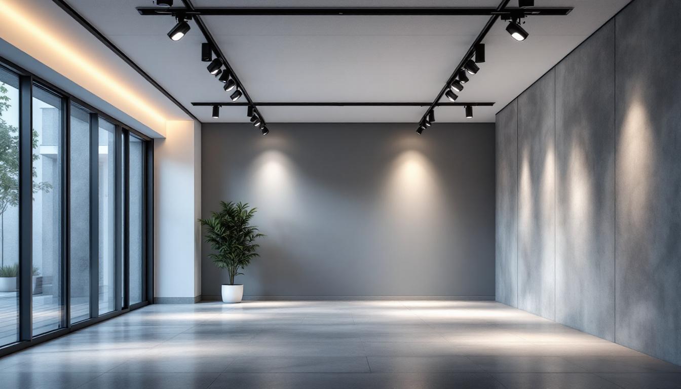 A photograph of a modern interior space showcasing sleek 277v track lighting installations