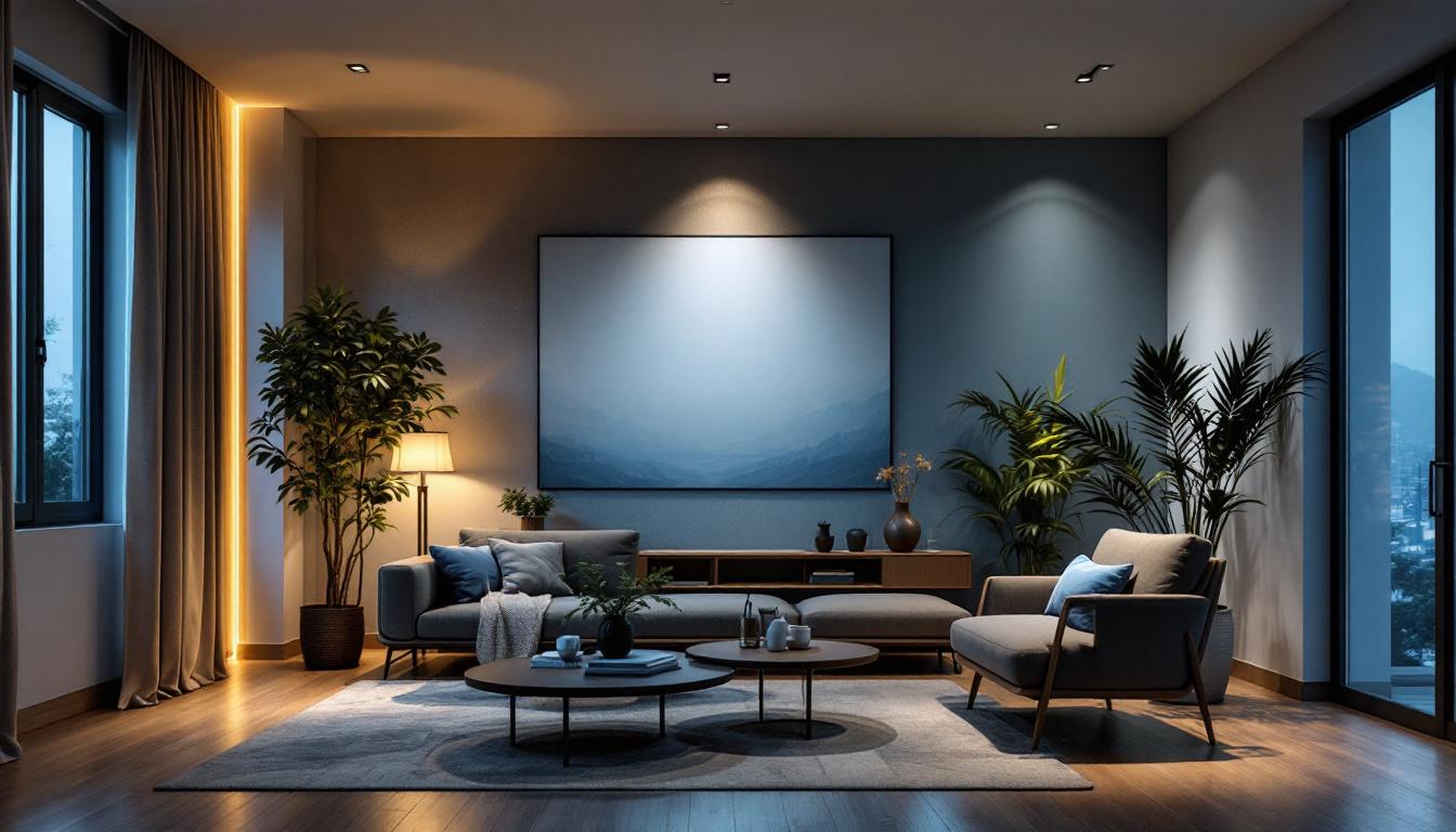 A photograph of a modern living space showcasing various styles of recessed lighting in action