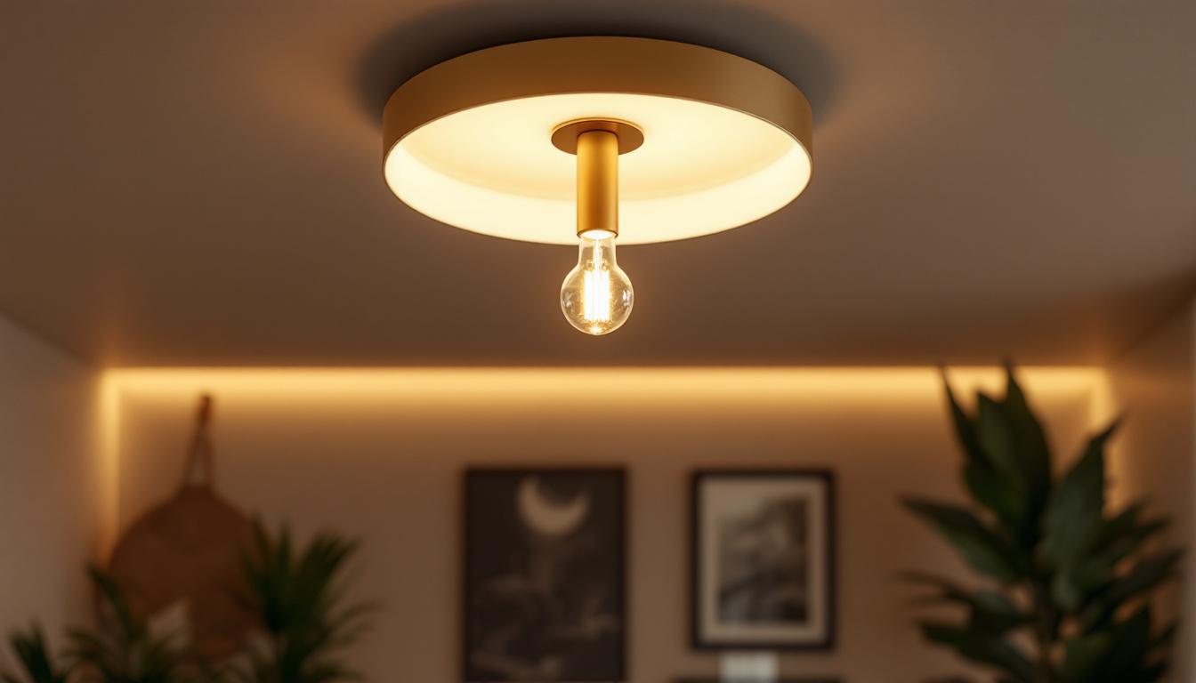 A photograph of a modern ceiling light holder installed in a stylish interior setting