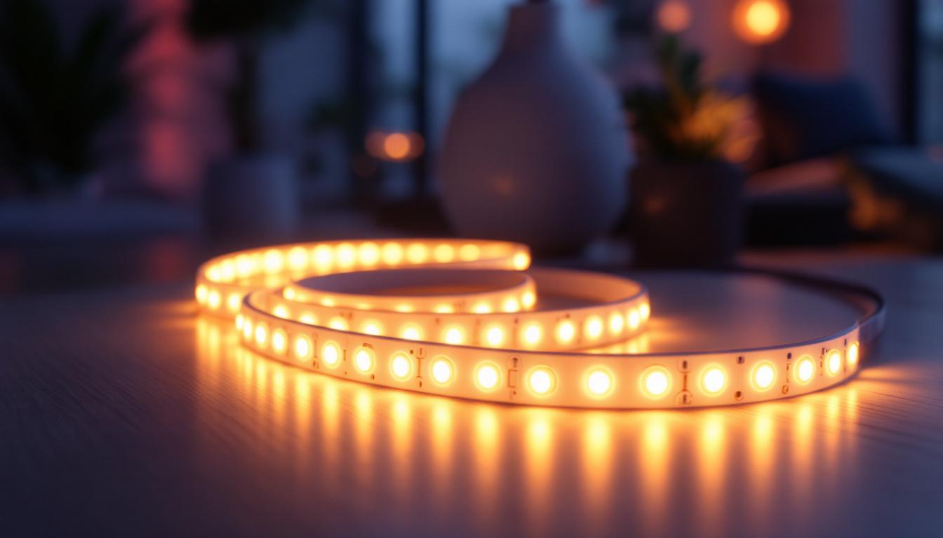 A photograph of a beautifully arranged 4000k led light strip integrated into a modern lighting system