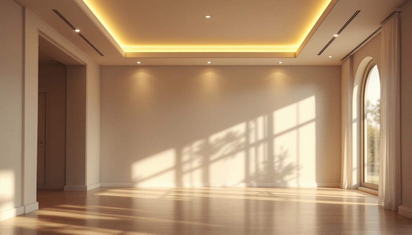 A photograph of a beautifully designed room featuring recessed ceiling lights that elegantly illuminate the space