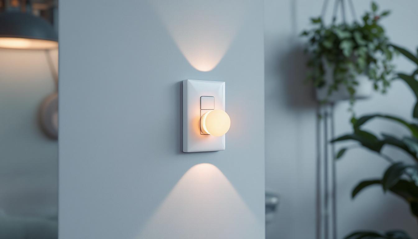 A photograph of a leviton light switch or smart lighting system in a home setting