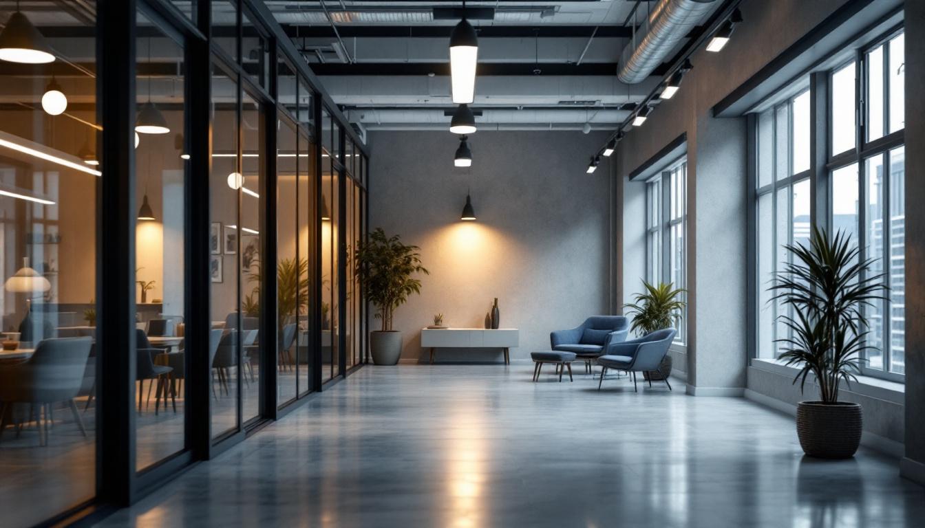 A photograph of a well-lit interior space showcasing t8 led tube lamps in various applications
