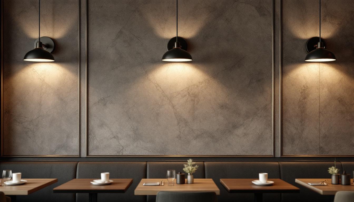 A photograph of a beautifully designed restaurant wall featuring stylish lighting fixtures that highlight the ambiance and aesthetic appeal of the space