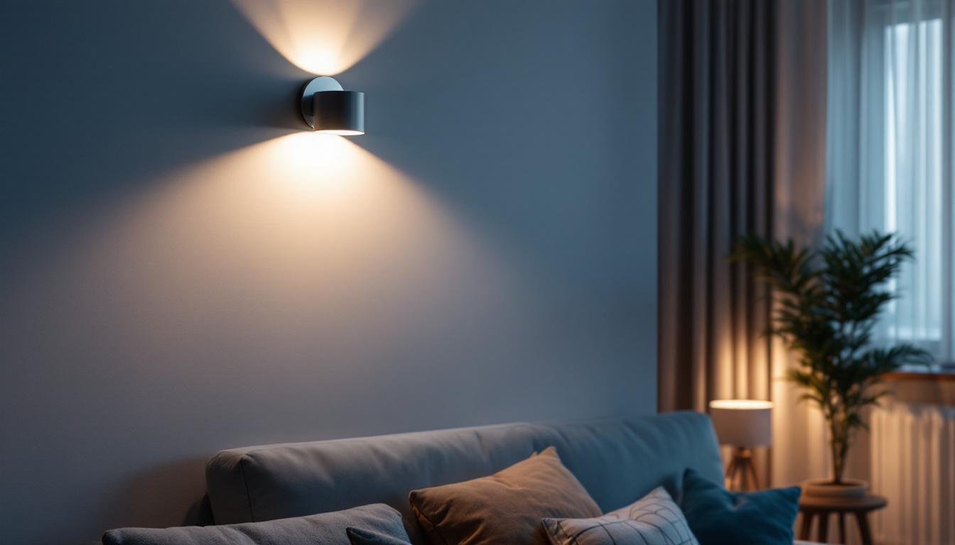 A photograph of a modern living space showcasing stylish led wall mount lighting