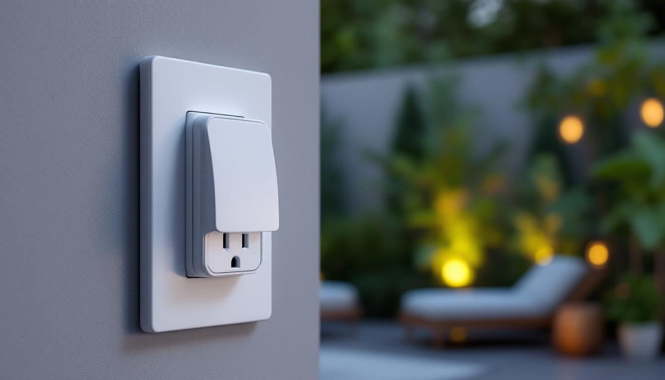 A photograph of a stylish outdoor gfci outlet with a protective cover