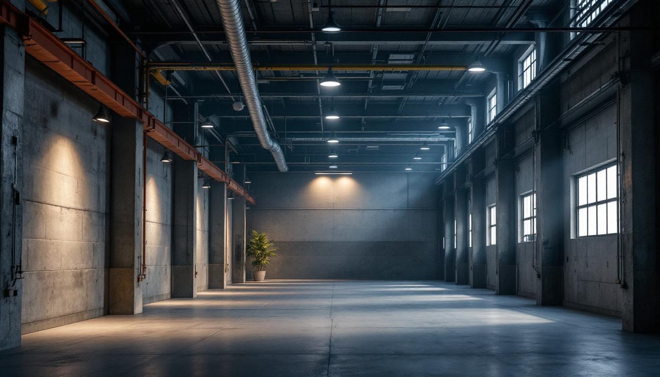 A photograph of a well-lit industrial space showcasing rab exterior lighting fixtures in action