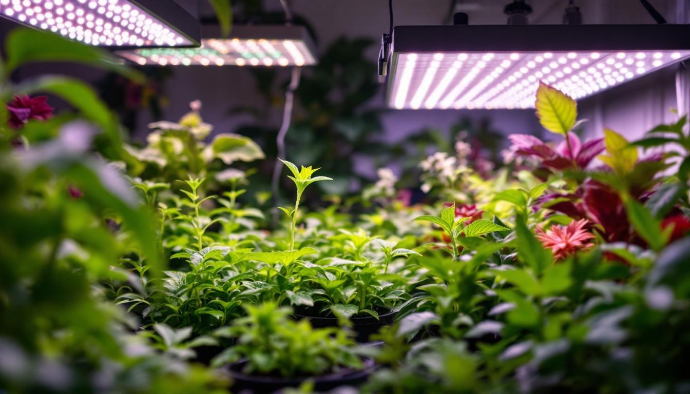 A photograph of a growers choice roi 720 led grow light in action
