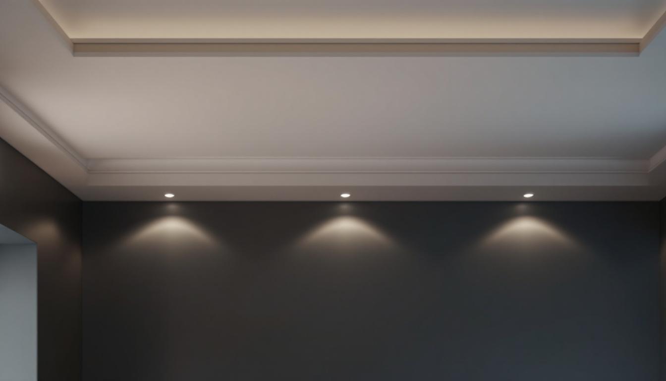 A photograph of a beautifully designed room featuring decorative recessed trim lighting