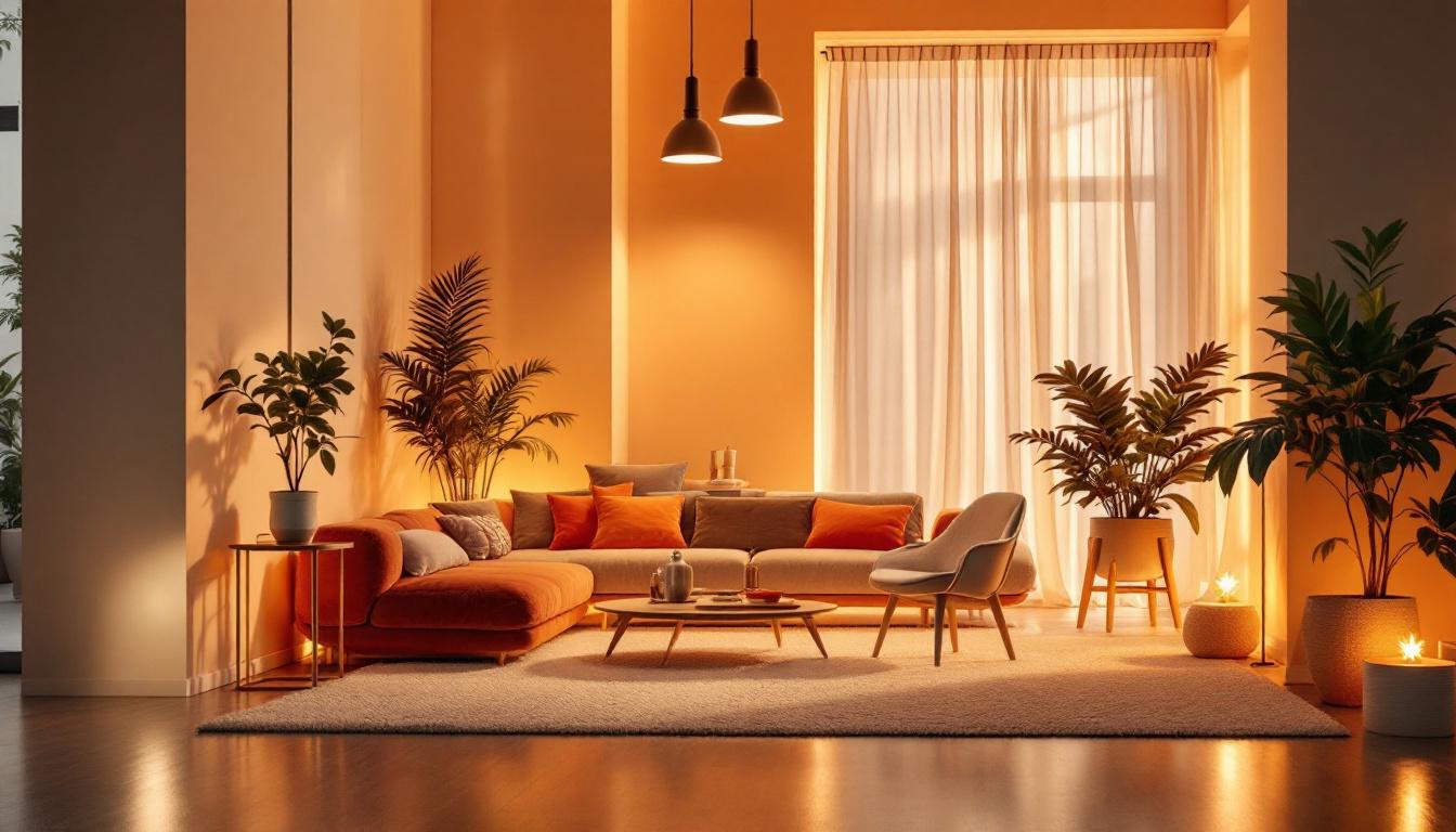A photograph of a beautifully lit interior space showcasing the contrast between light-headed lighting and traditional lighting styles