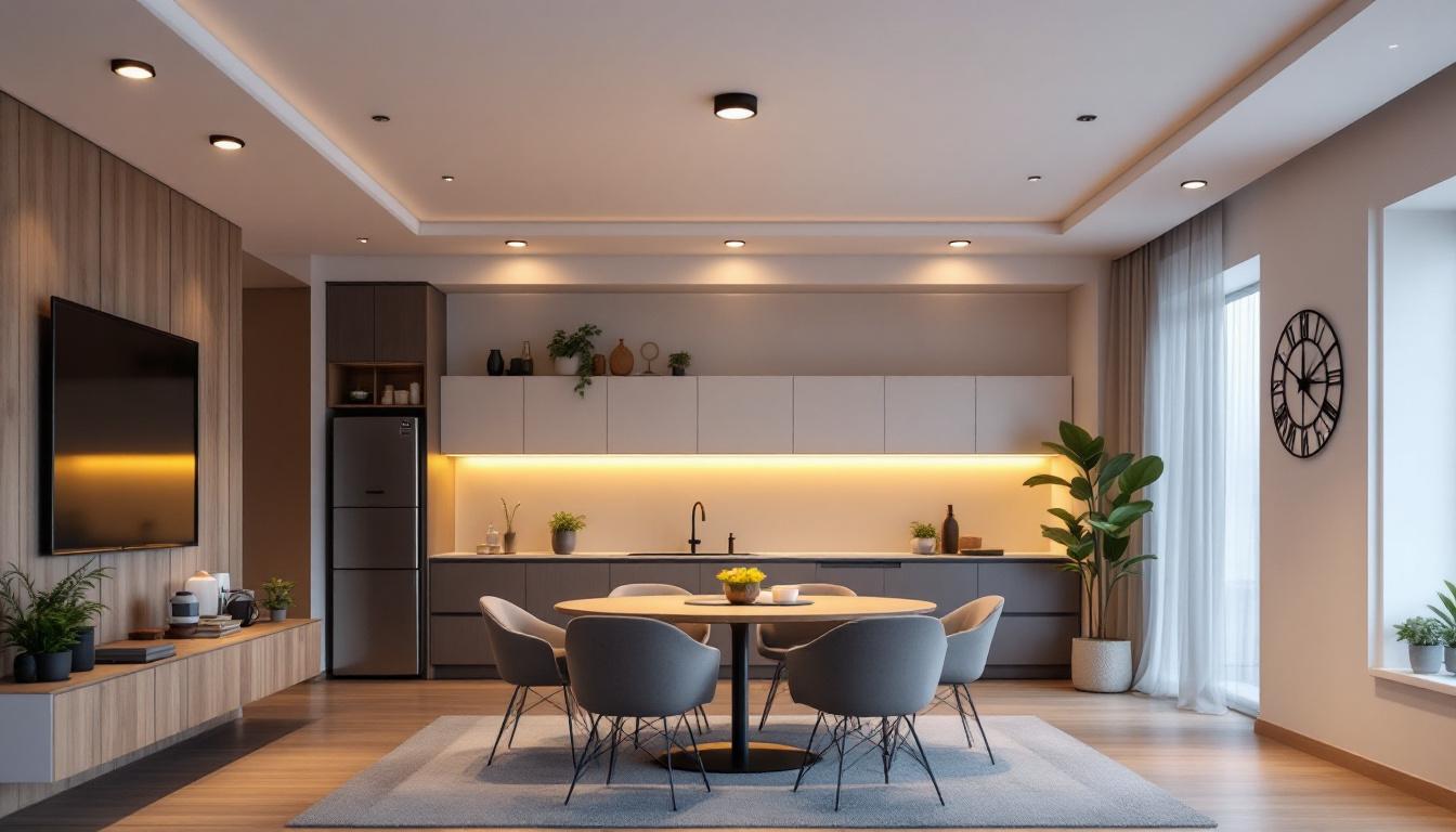 A photograph of a beautifully illuminated room featuring 6-inch pot lights retrofitted into the ceiling