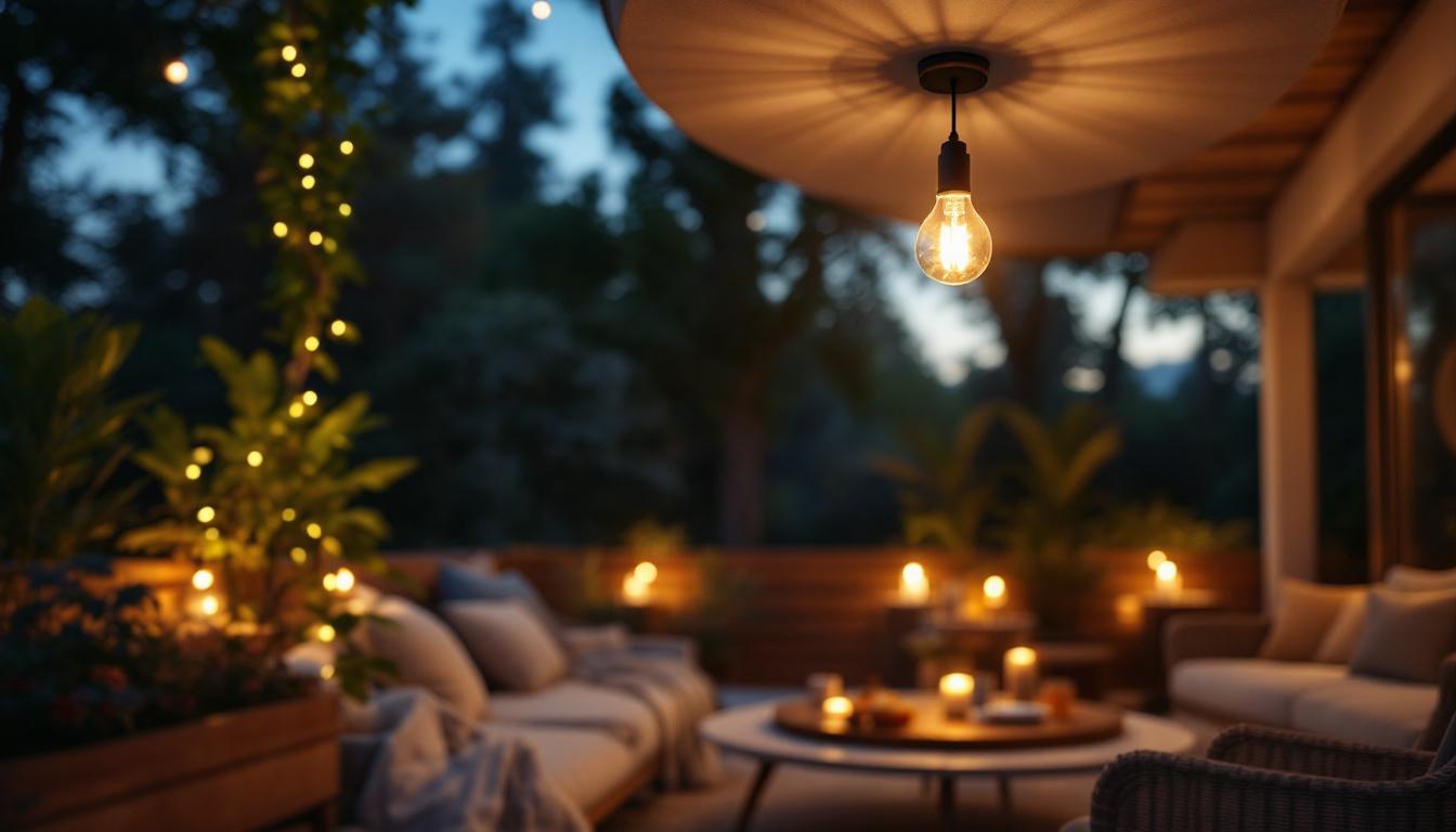 A photograph of a beautifully designed outdoor ceiling light installed in a cozy