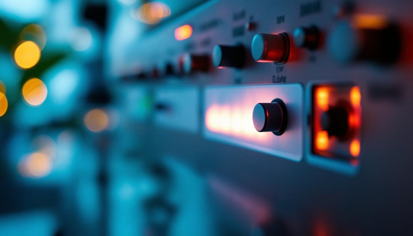 A photograph of a close-up shot of a 0-10v led dimmer control panel in an aesthetically pleasing lighting environment