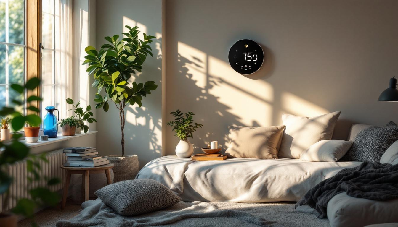 A photograph of a beautifully lit room featuring various house light timers in use