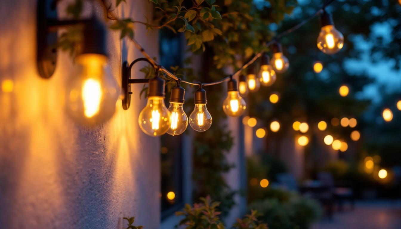 A photograph of a beautifully illuminated outdoor space at dusk