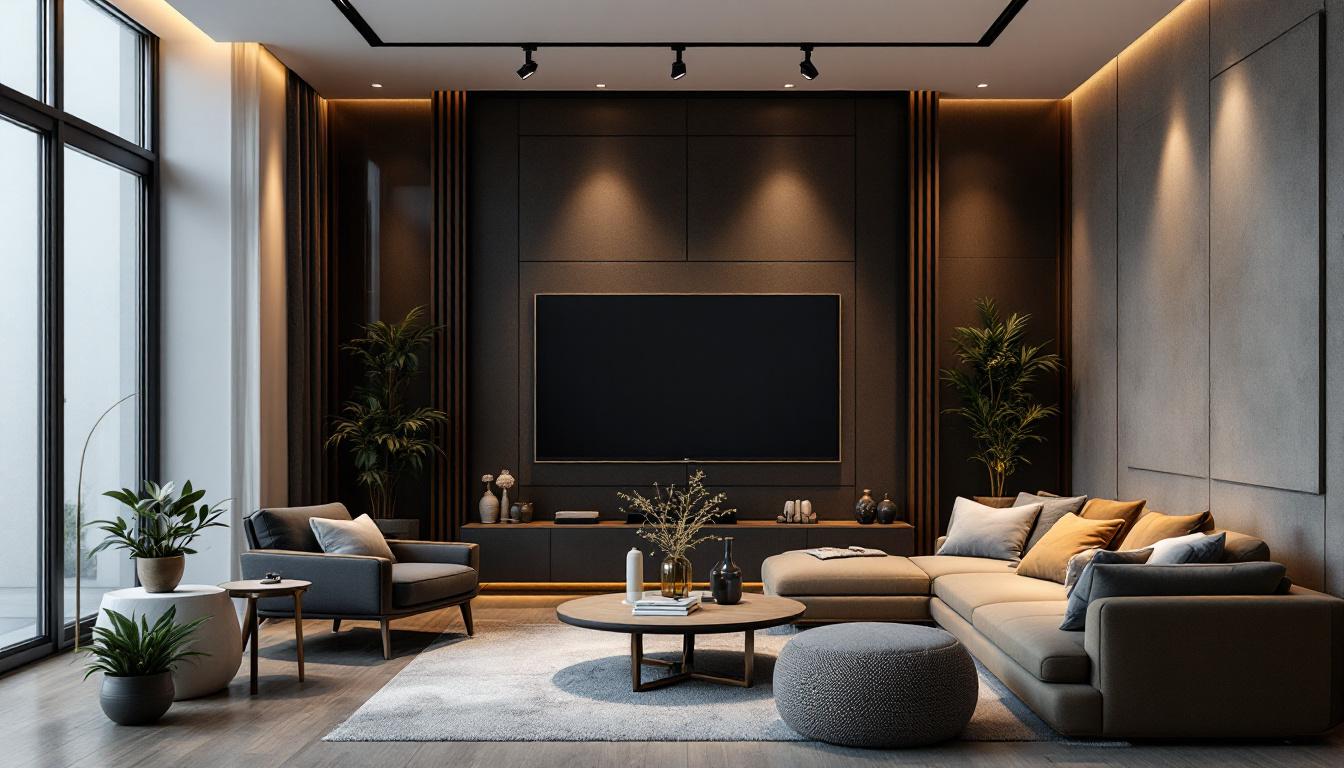 A photograph of a stylishly designed room featuring elegant track lighting that highlights architectural details and complements modern decor
