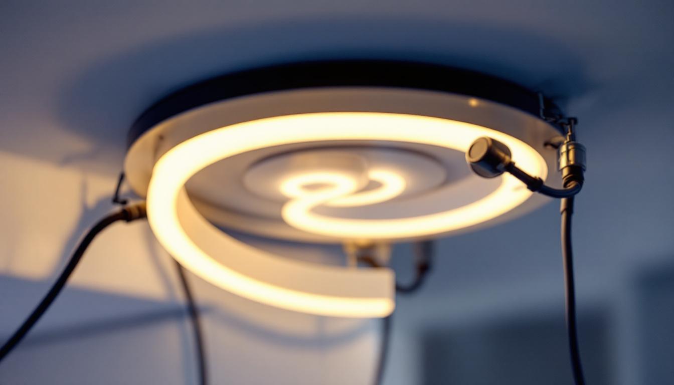 A photograph of a close-up shot of a well-lit led light trim kit installed in a modern home setting