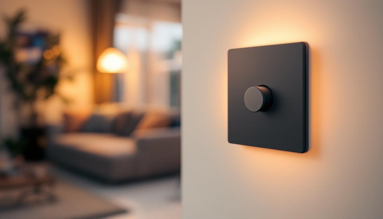 A photograph of a stylish push button lamp switch in a well-lit