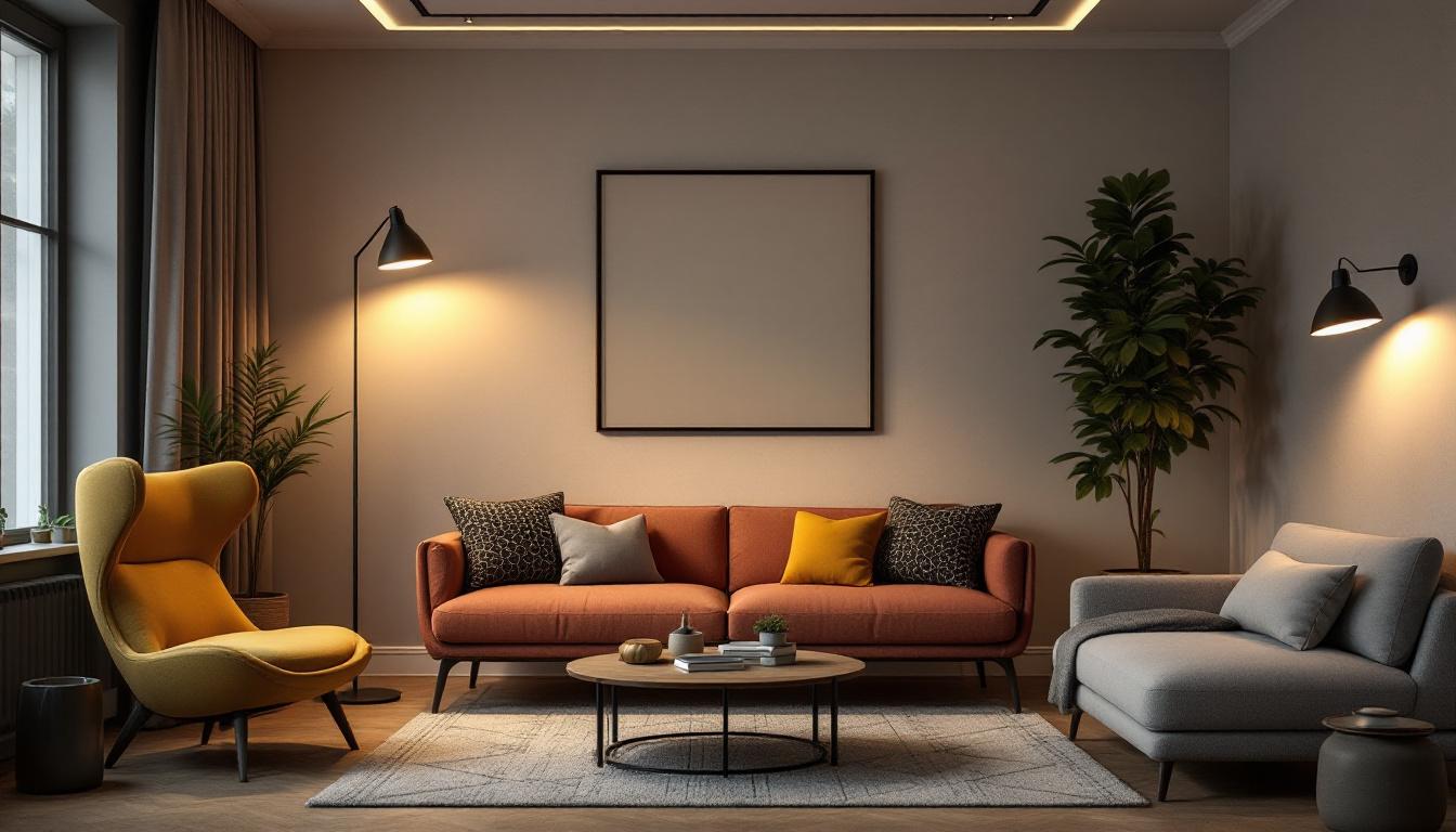 A photograph of a stylish interior space featuring various dimmable led lighting fixtures in use