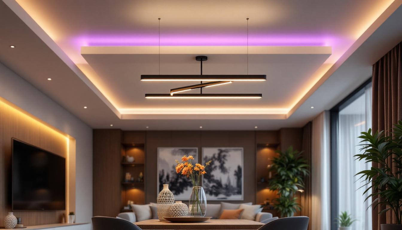 A photograph of a beautifully designed ceiling bar light fixture in a modern interior setting