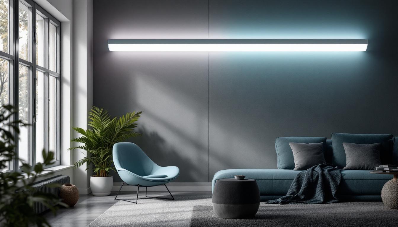 A photograph of a modern linear fixture installed in a stylish interior setting
