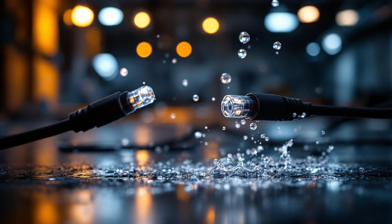 A photograph of a close-up of a waterproof 2 to 1 wire connector in use within a lighting design setup