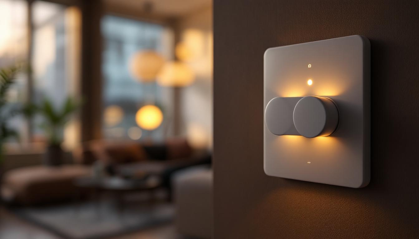 A photograph of a well-designed dimmer switch in action