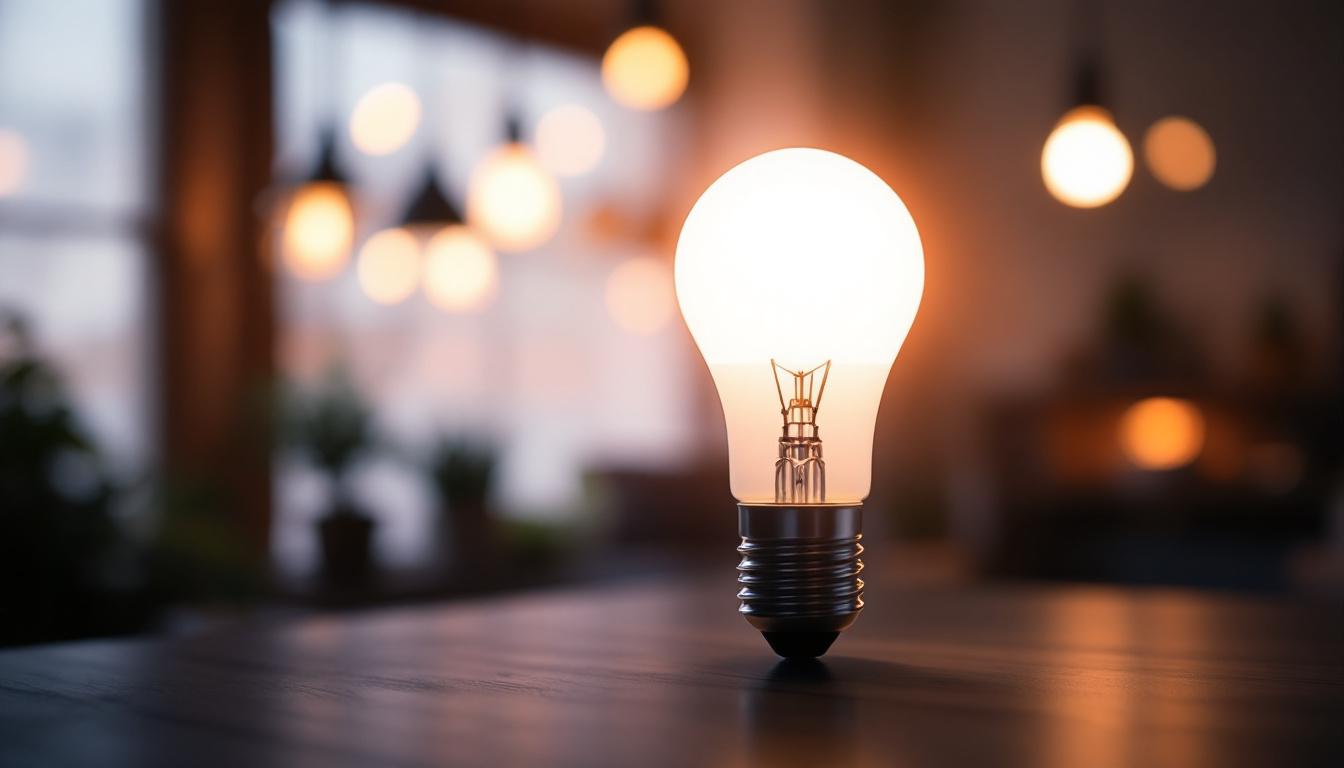 A photograph of a close-up view of a photoelectric sensor light bulb in action