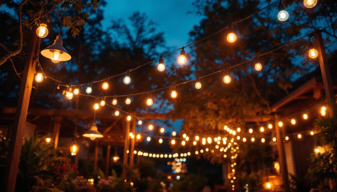 A photograph of a beautifully illuminated outdoor space at dusk