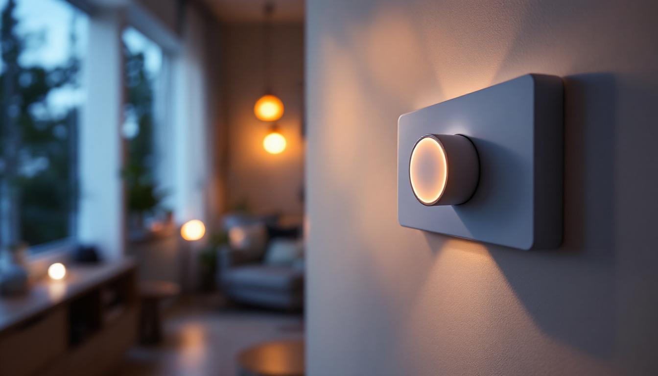 A photograph of a dimmer remote control in use