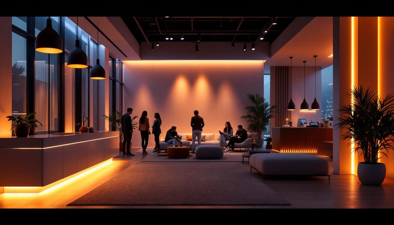 A photograph of a modern interior space illuminated by hb led lighting