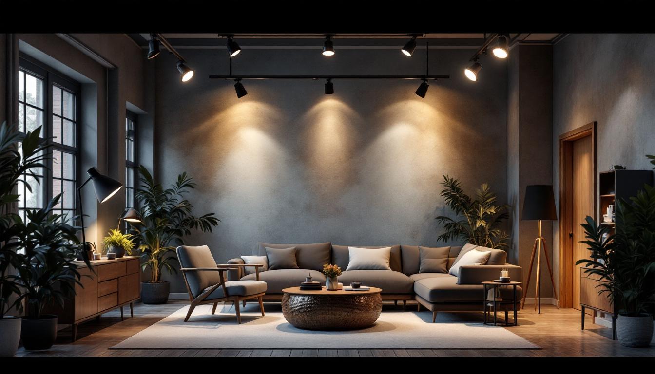 A photograph of a beautifully designed interior space featuring various track lighting setups