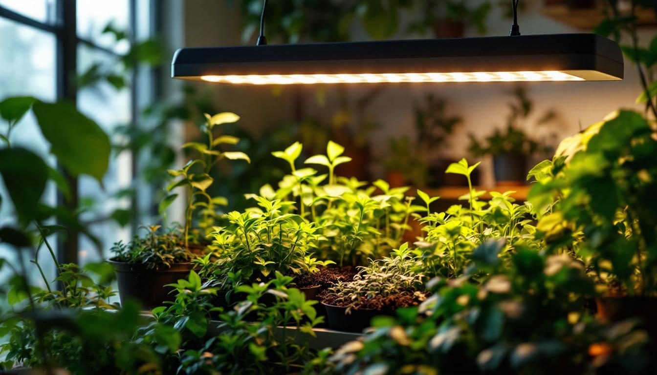 A photograph of a halogen grow lamp in action