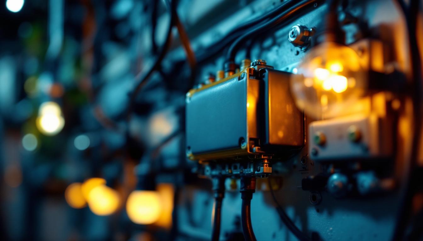A photograph of a close-up of a 12v transformer in an electrical lighting system