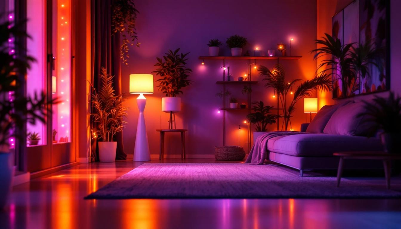 A photograph of a beautifully lit space featuring various led base designs in use